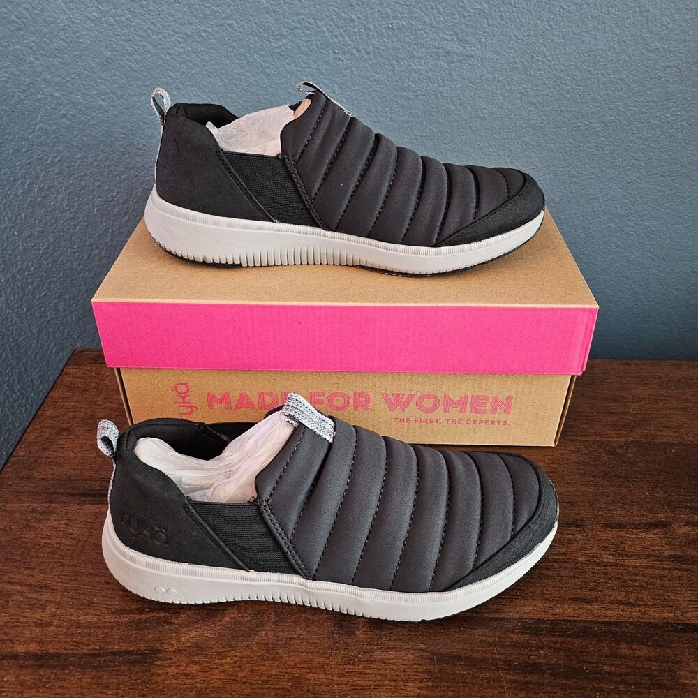 NIB Ryka Pursuit Womens Casual Walking Sneakers Black Puffer Quilted Womens Sz 7